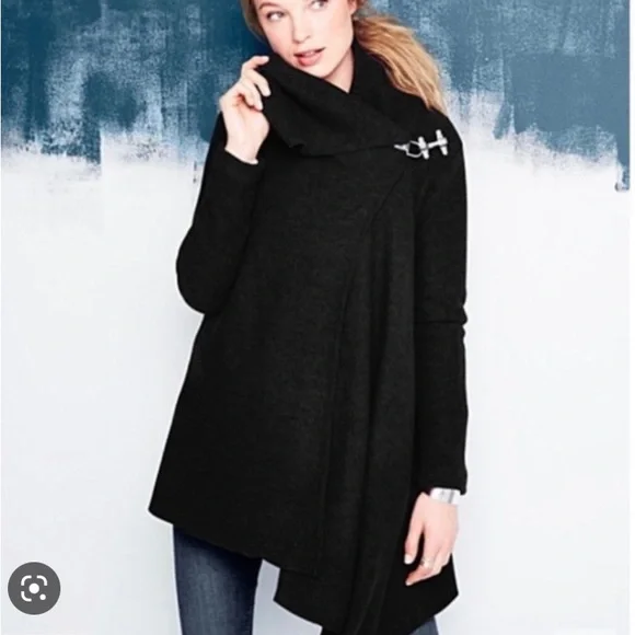 Garnet hill asymmetrical top boiled wool coat